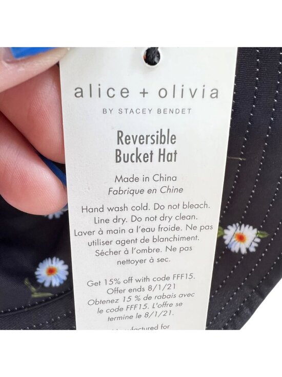 Alice + Olivia NWT Reversible Bucket Hat Black Daisy Print & White One Size main image 7